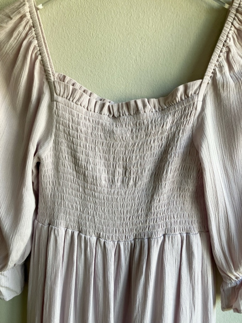 OAK + FORT Smocked Midi Dress Size XS Purple Pastel Tiered Ruffles Wedding Guest - Picture 9 of 10